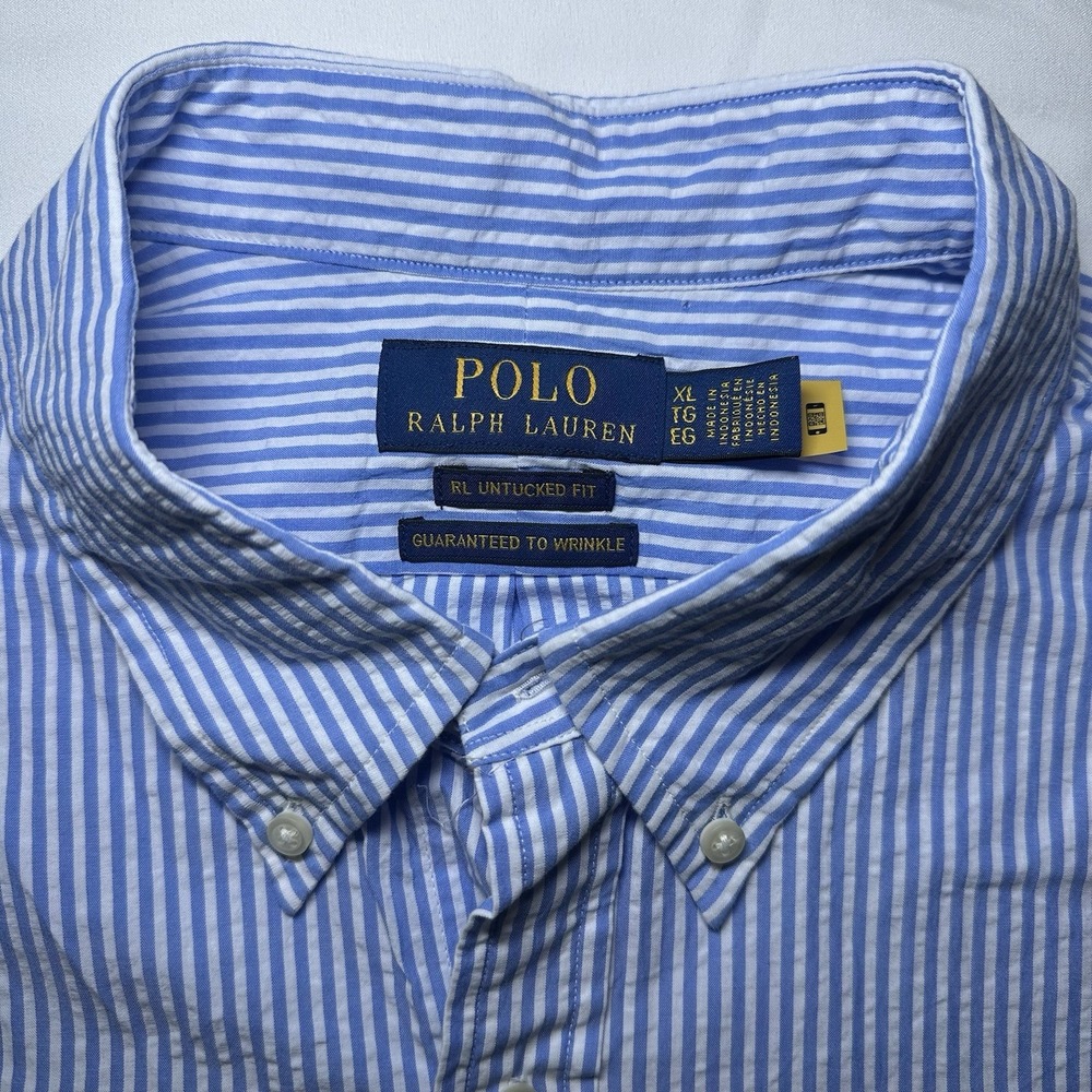 Polo Ralph Lauren Men's RL Untucked Fit Preppy Seersucker Striped Shirt XL NWT - Picture 4 of 10